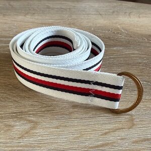 Tommy Hilfiger White Belt with Red and Black Stripes, 57”